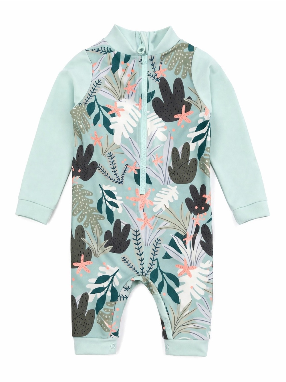 Baby Swimsuit 3-6M One Piece Zip Rash Guard Floral UPF Umelok